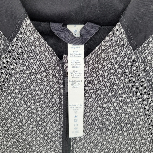 LULULEMON Hit it Frozen fizz white black bomber windbreaker Jacket  size 4 - Picture 4 of 10